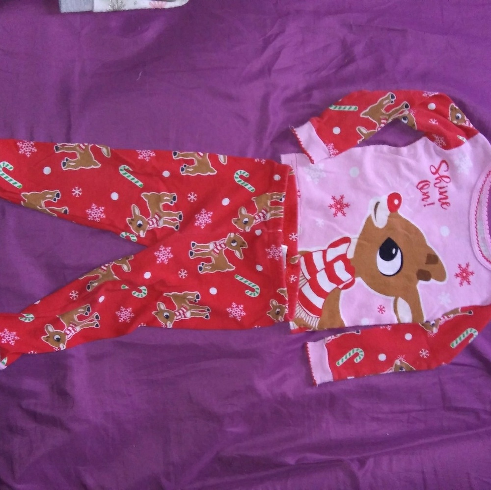 Baby girl Rudolf the red nose reindeer pajama set